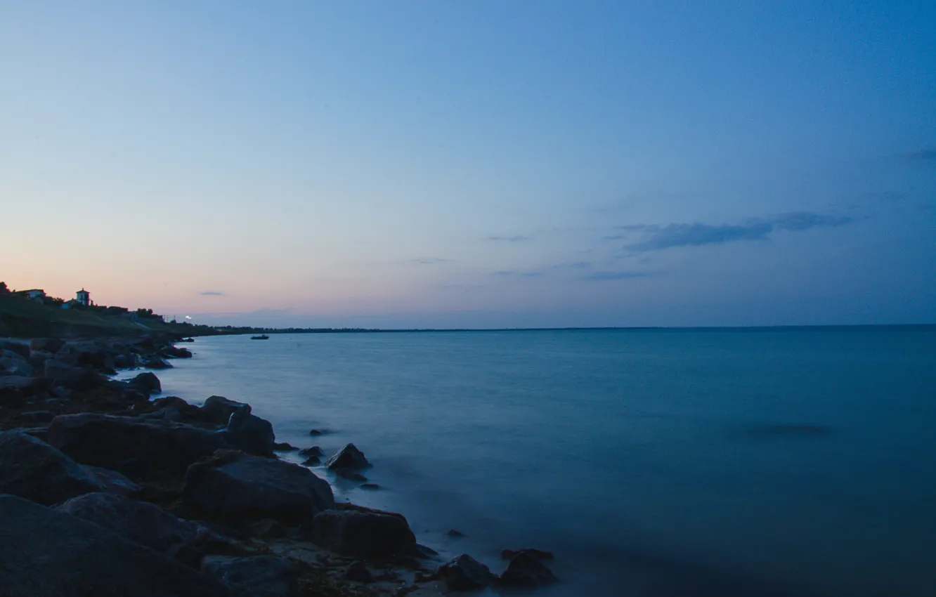 Photo wallpaper sea, landscape, sunset, shore, the evening, excerpt