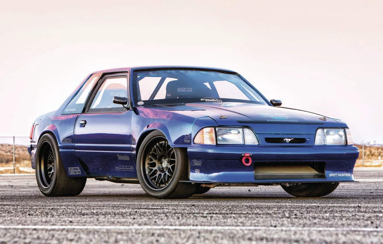 Photo wallpaper Mustang, Blue, Racing