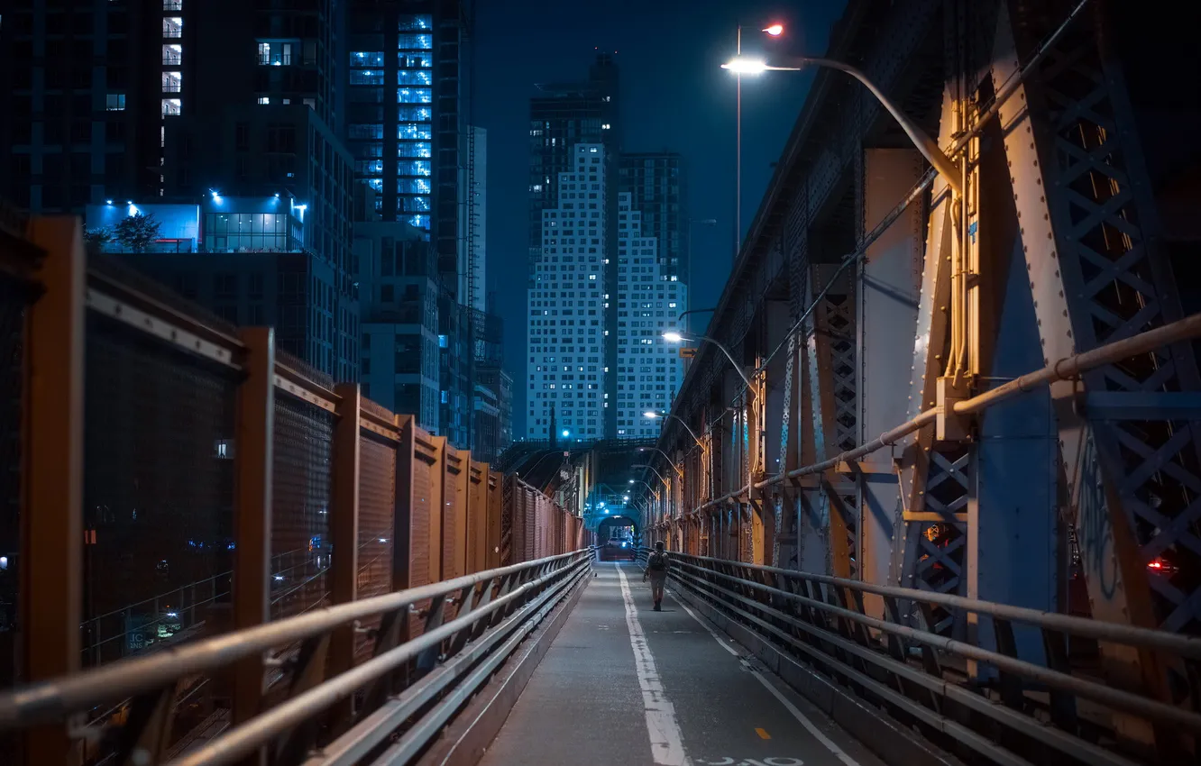 Photo wallpaper night, the city, New York