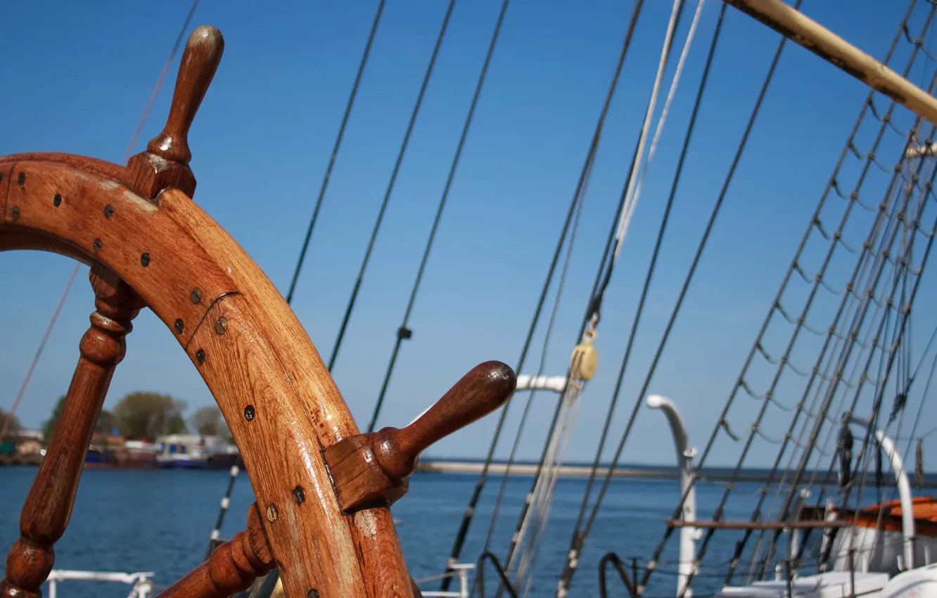 Photo wallpaper dream, mood, the ocean, ship, Marina, sailboat, journey, the wheel