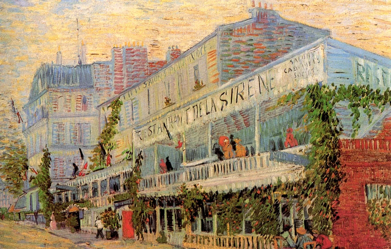 Photo wallpaper balcony, Paris, Vincent van Gogh, Restaurant de la Sirene at Asnieres