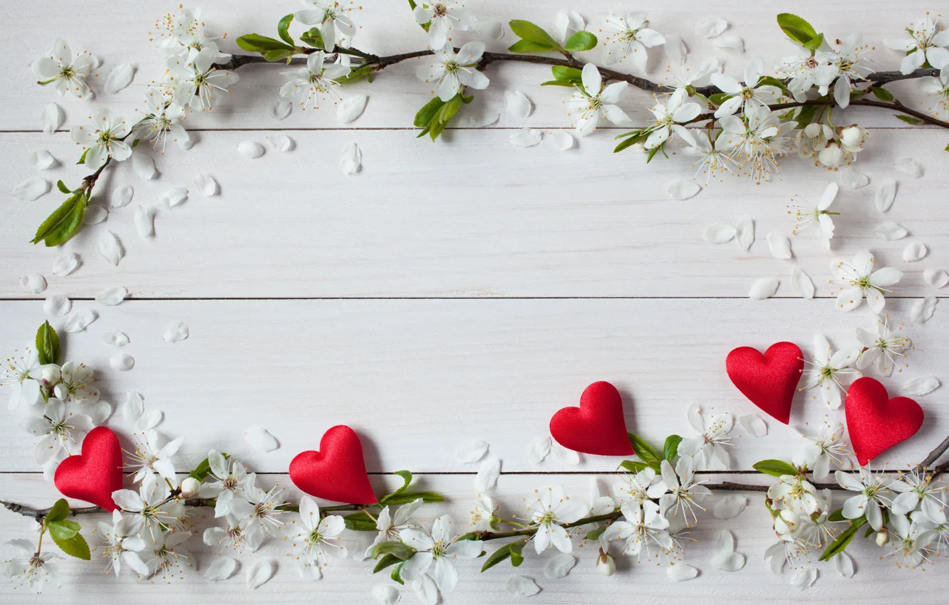 Photo wallpaper flowers, holiday, hearts, Valentine's day