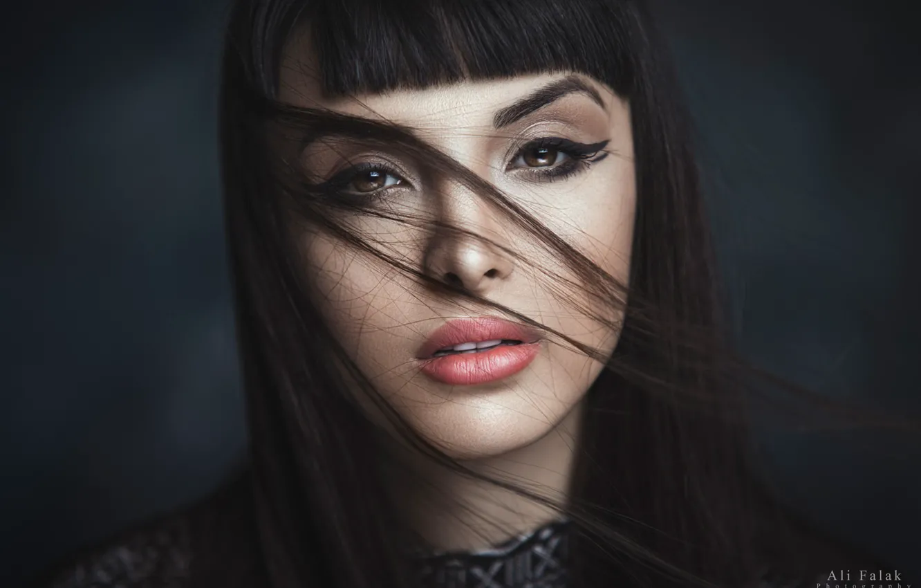 Photo wallpaper look, close-up, face, portrait, makeup, brunette, hairstyle, beautiful