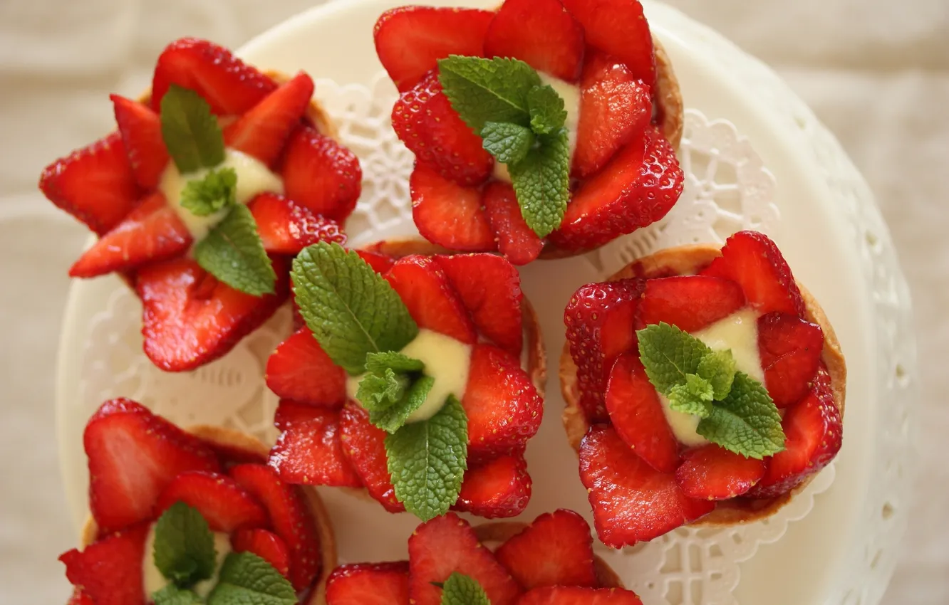 Photo wallpaper strawberry, tartlets, Strawberry Tarts