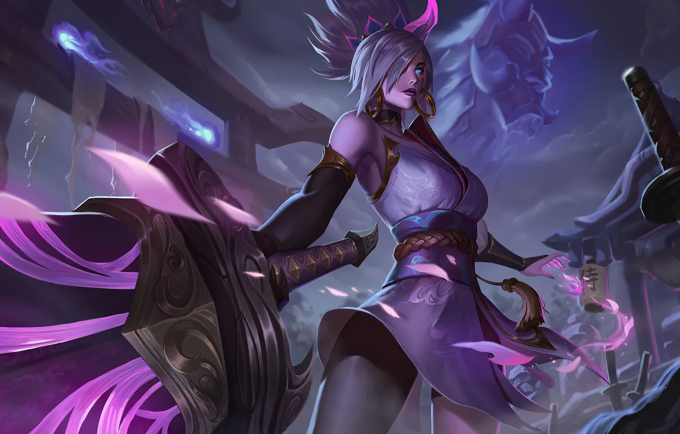 Photo wallpaper fantasy, League of Legends, riven, Spirit blossom, Riven Fan Art