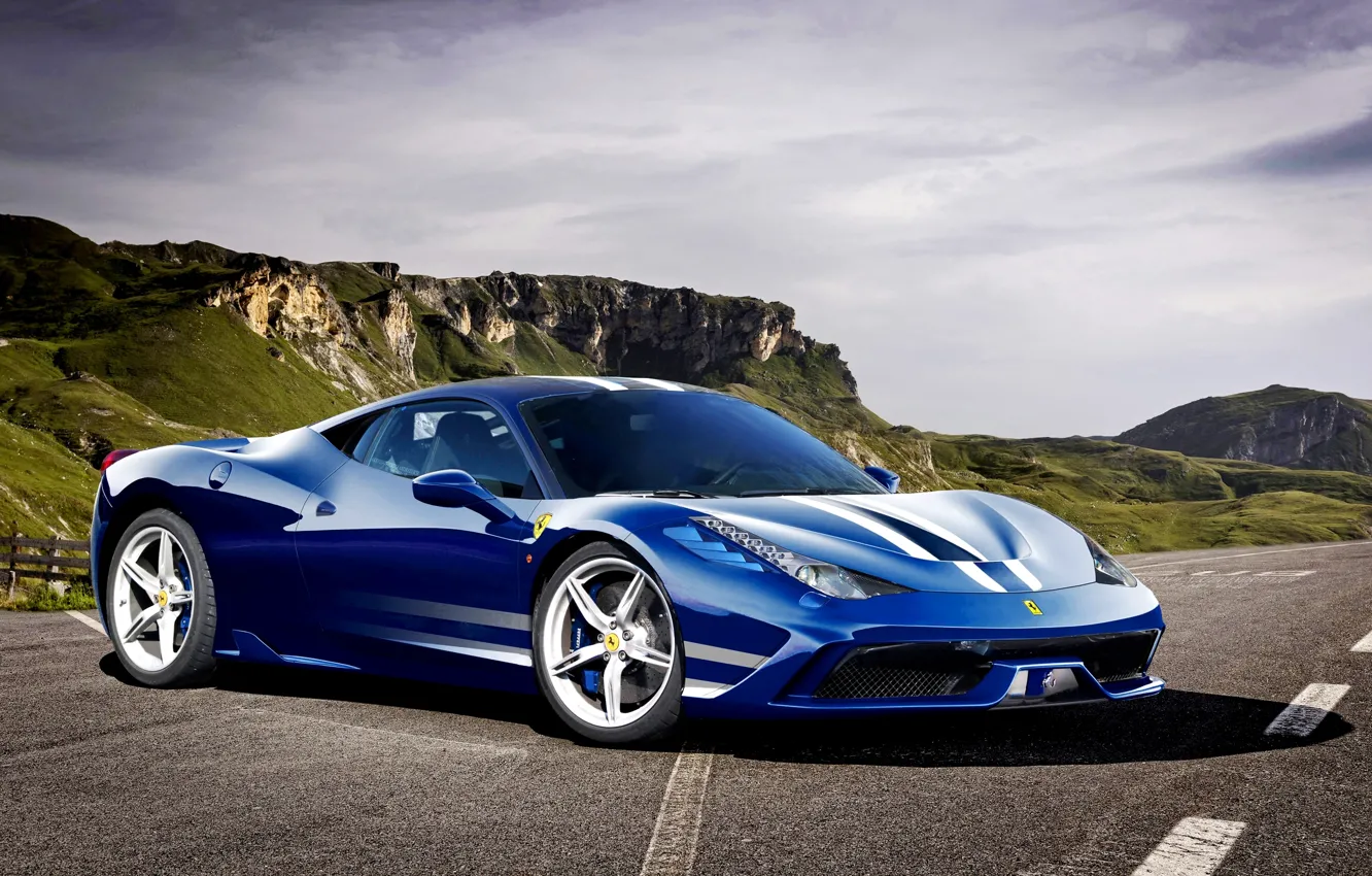 Photo wallpaper lights, tuning, supercar, Italia, front bumper, Ferrari 458 Special, broad blue-white band, aerodynamic