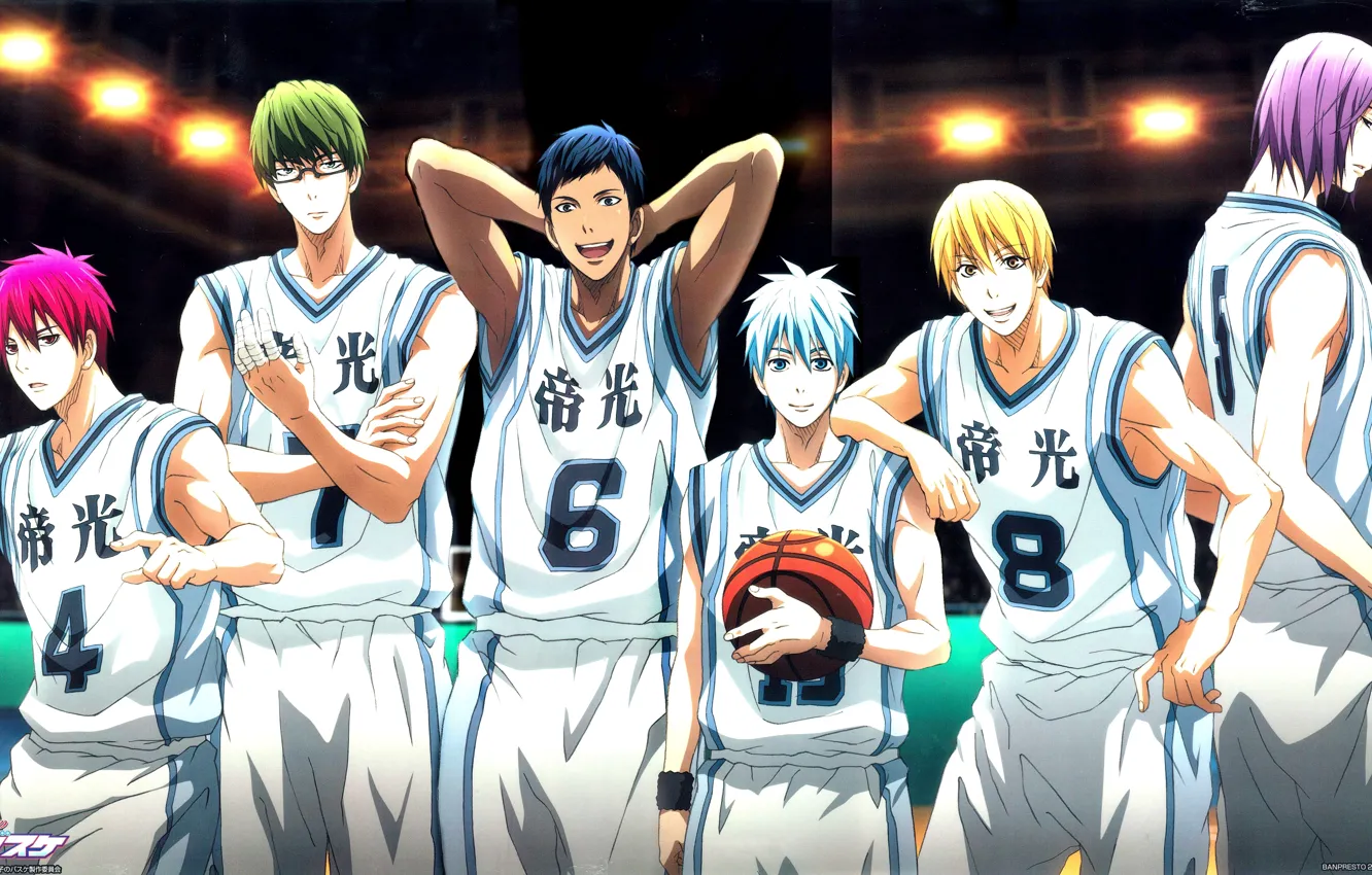 Photo wallpaper smile, sport, the ball, anime, glasses, team, guys, Kise Ryouta