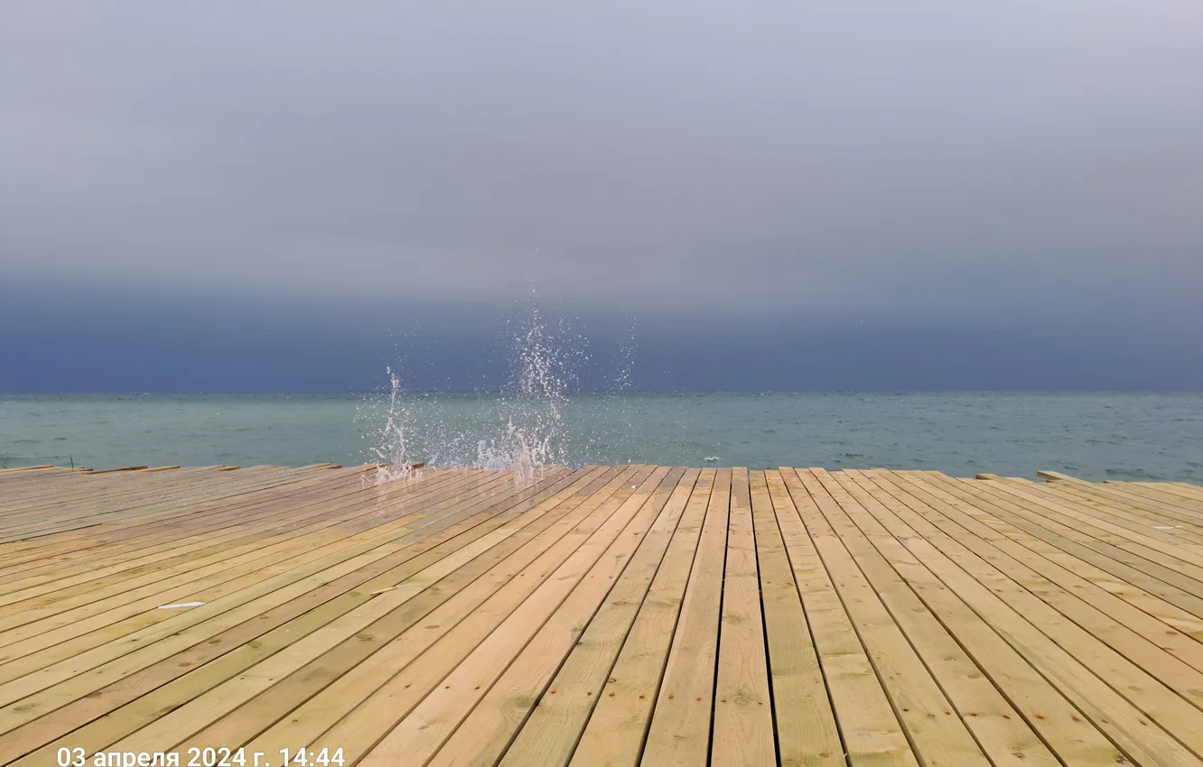 Photo wallpaper sea, wave, clouds, storm, pierce, Anapa