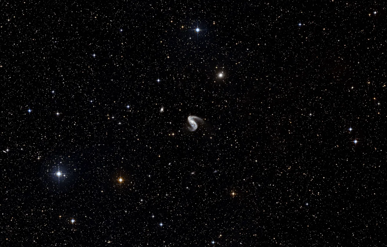 Photo wallpaper NGC 2442, Wide View, Single Intermediate Spiral Galaxy, Meathook Galaxy, NGC 2443, Constellation Volans