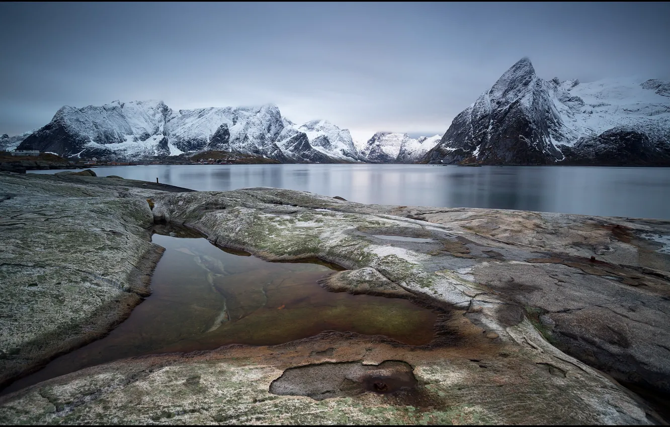 Photo wallpaper sea, mountains, coast, Norway, Norway, Arctic, Lofoten