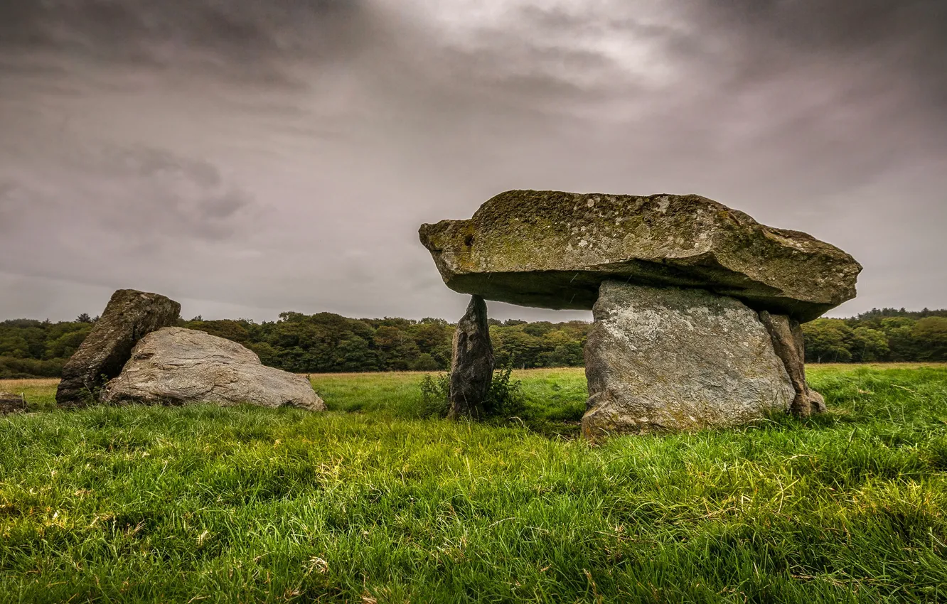 Photo wallpaper stones, Wales, Megalit, Presaddfed burial chamber