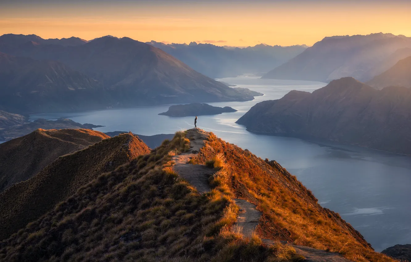 Photo wallpaper autumn, sunrise, Roy’s Peak