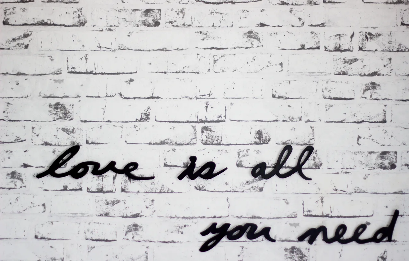 Photo wallpaper text, letters, wall, love is all you need