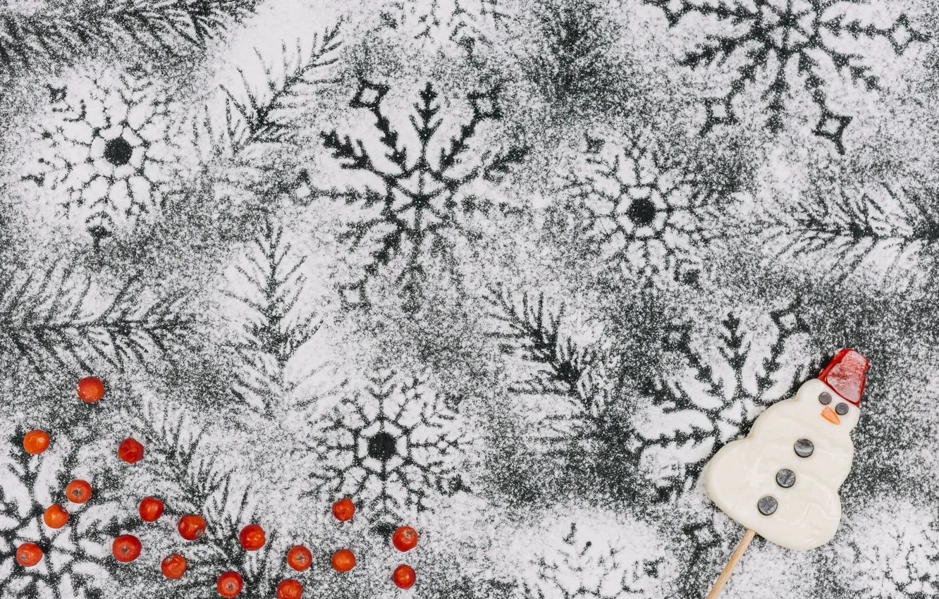 Photo wallpaper winter, snow, decoration, snowflakes, background, new year, Christmas, Christmas