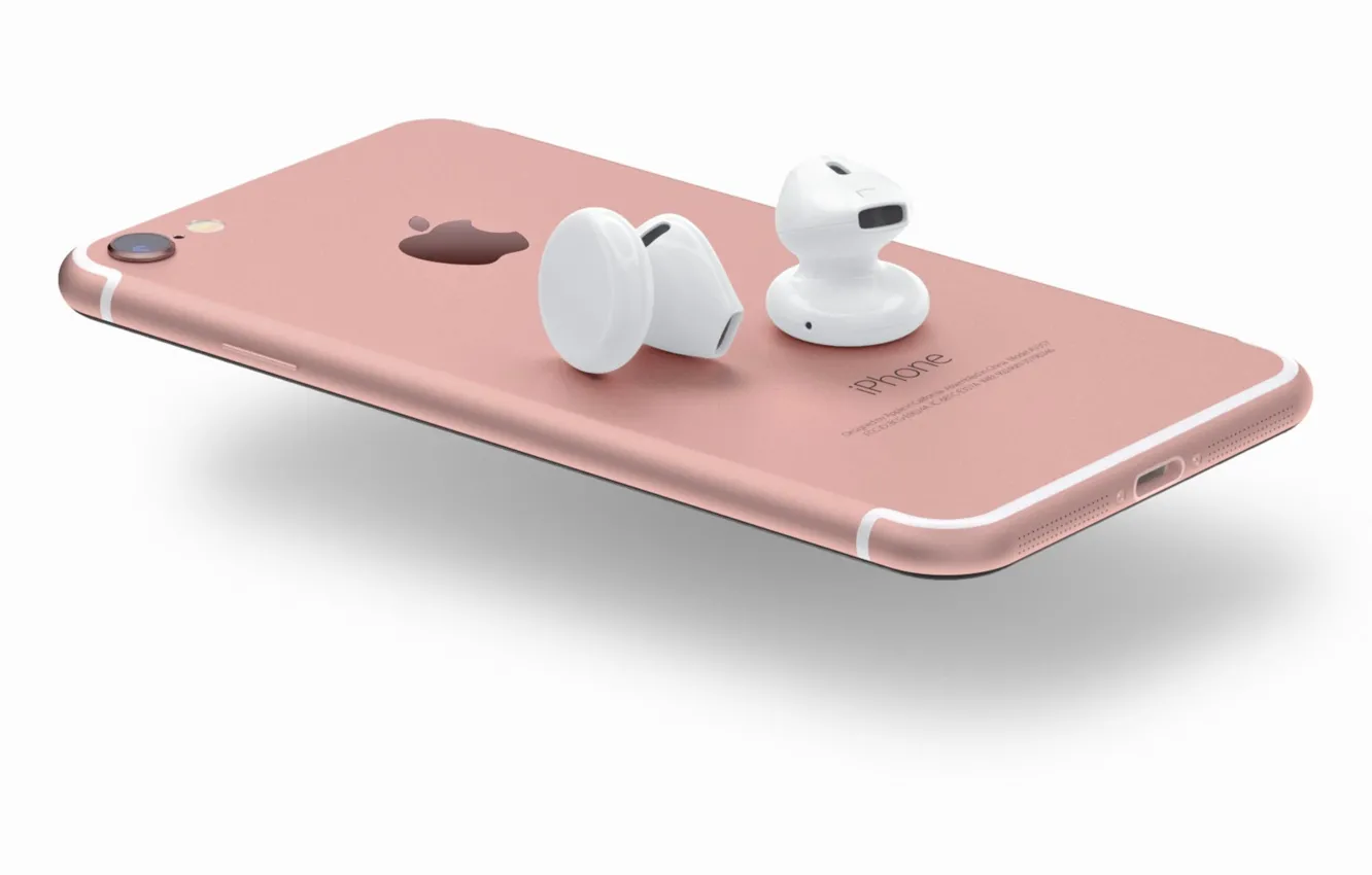 Photo wallpaper iPhone, logo, pink, smartphone, headset, technology, cell phone, high tech
