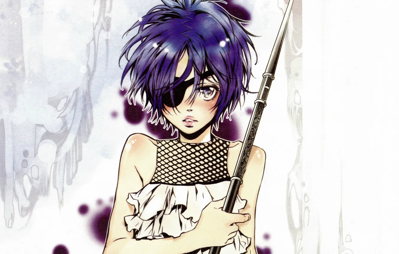 Photo wallpaper hands, peak, blue hair, katekyo Hitman reborn, ruffles, eye patch, reborn, Chrome Dokuro