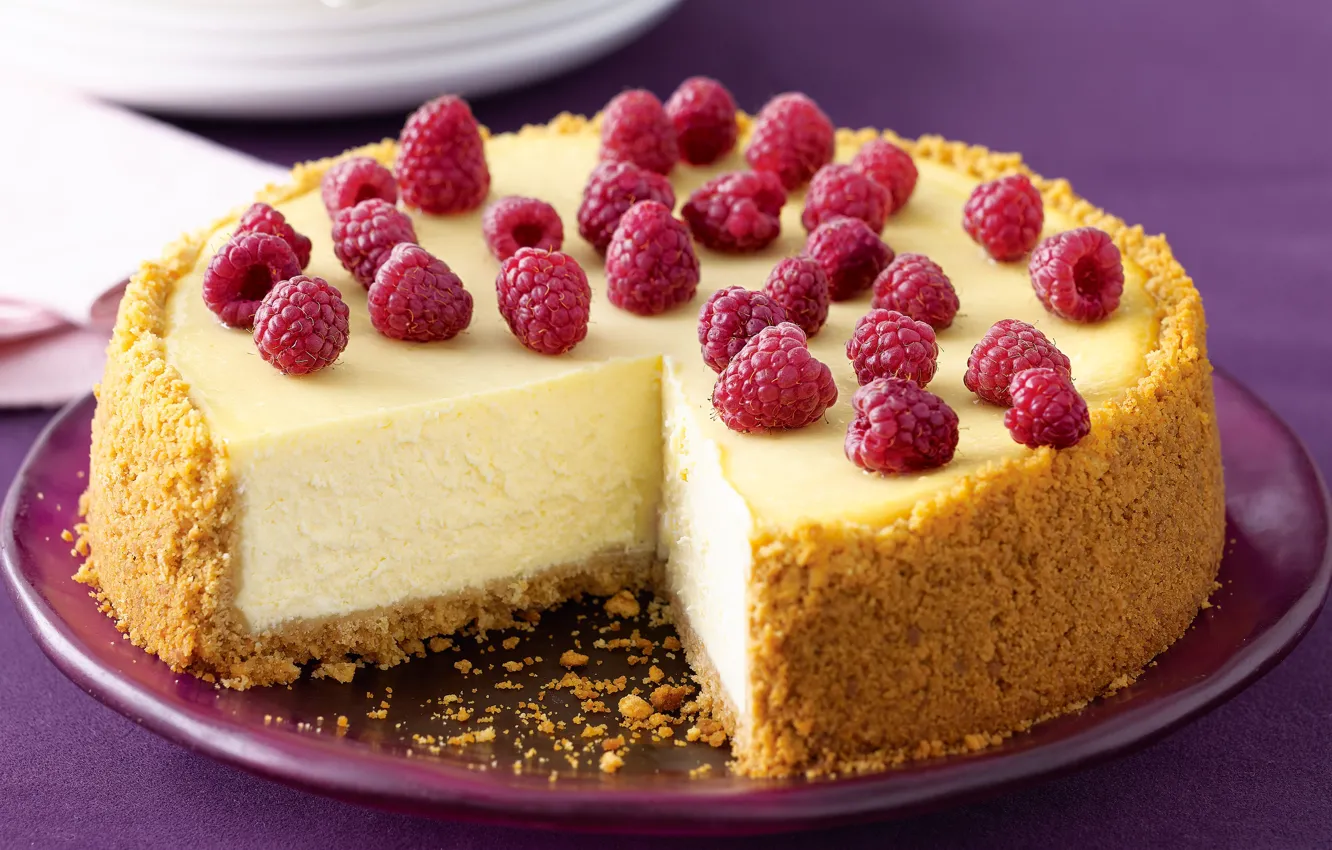 Photo wallpaper raspberry, cake, cheesecake