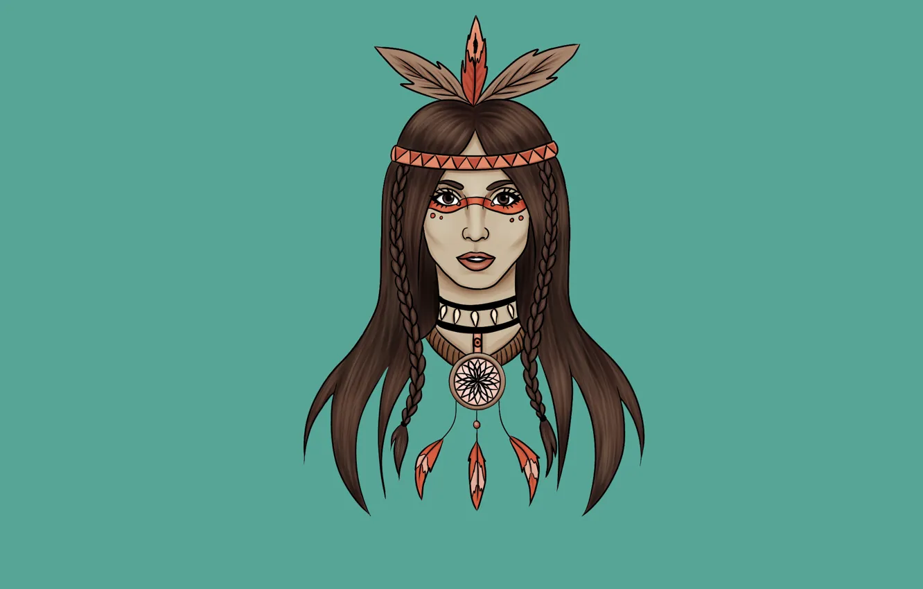Photo wallpaper girl, feathers, Indian, indian, Dreamcatcher, Dreamcatcher, Indian
