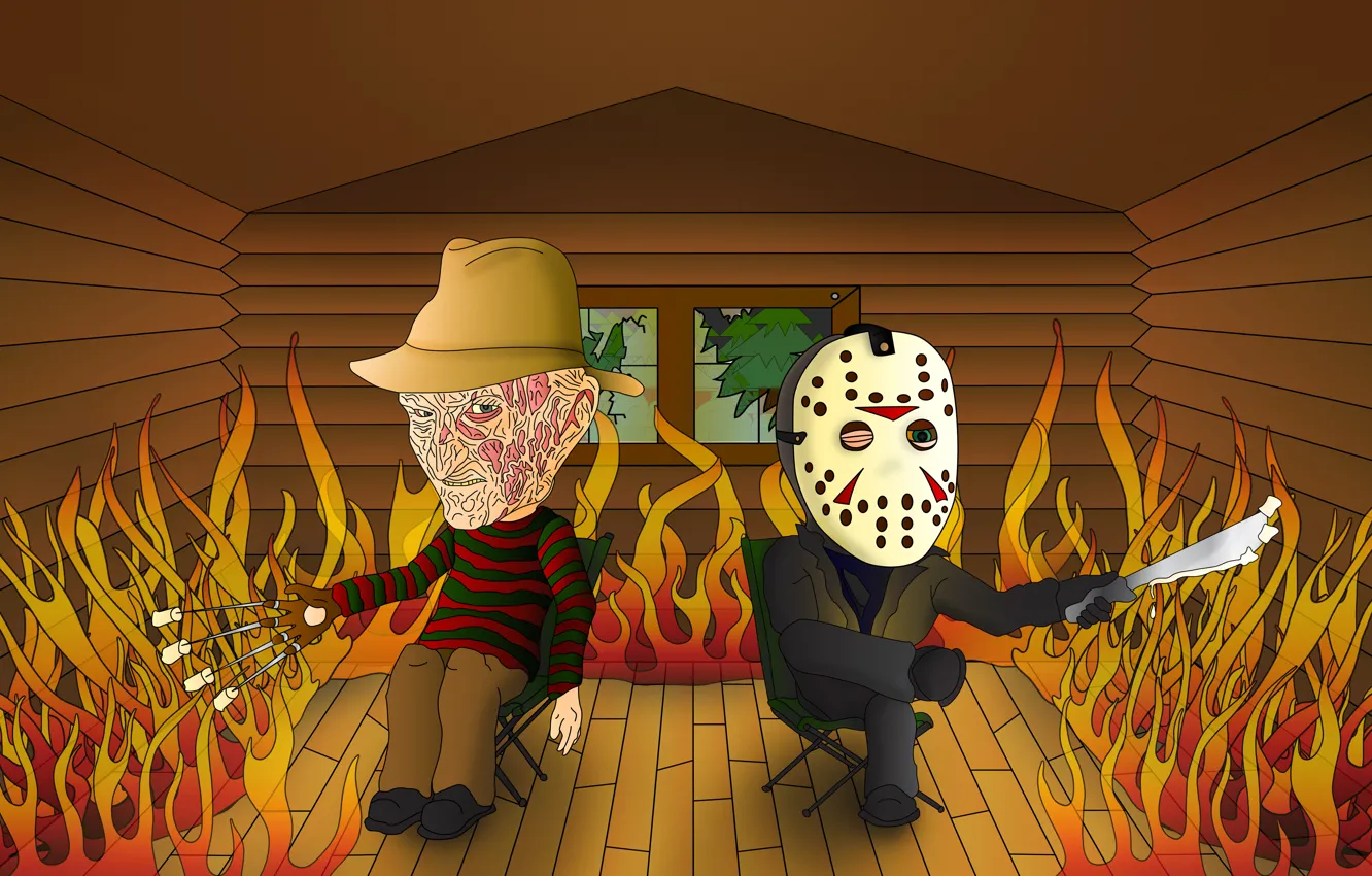 Photo wallpaper house, fire, Friday the 13th, the trick, A nightmare on elm street, A Nightmare on …
