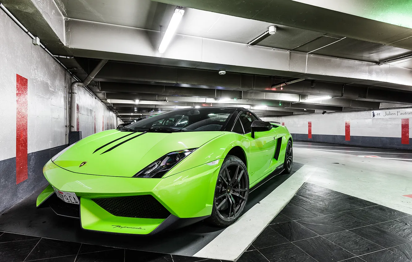 Photo wallpaper auto, Lamborghini, supercar, Gallardo, green, Spyder, LP570-4, Performante