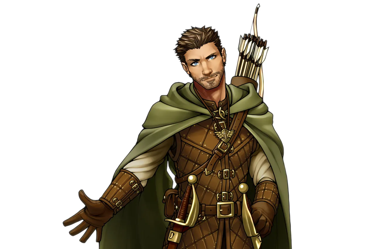 Photo wallpaper bow, art, male, cloak, arrows, quiver, Archer