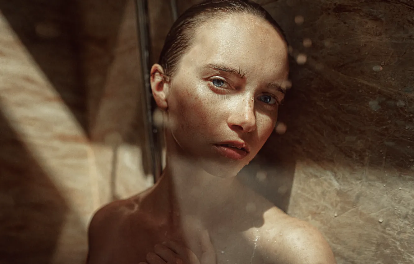 Photo wallpaper look, girl, close-up, beauty, in the shower, George Chernyadev, Georgy Chernyadyev, Nastassja Nalini