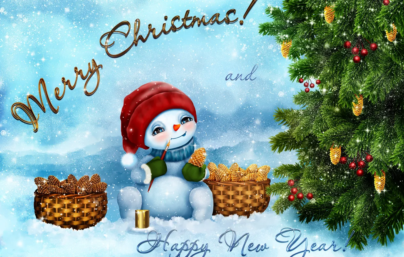 Photo wallpaper winter, snow, the inscription, graphics, Christmas, the snow, New year, brush