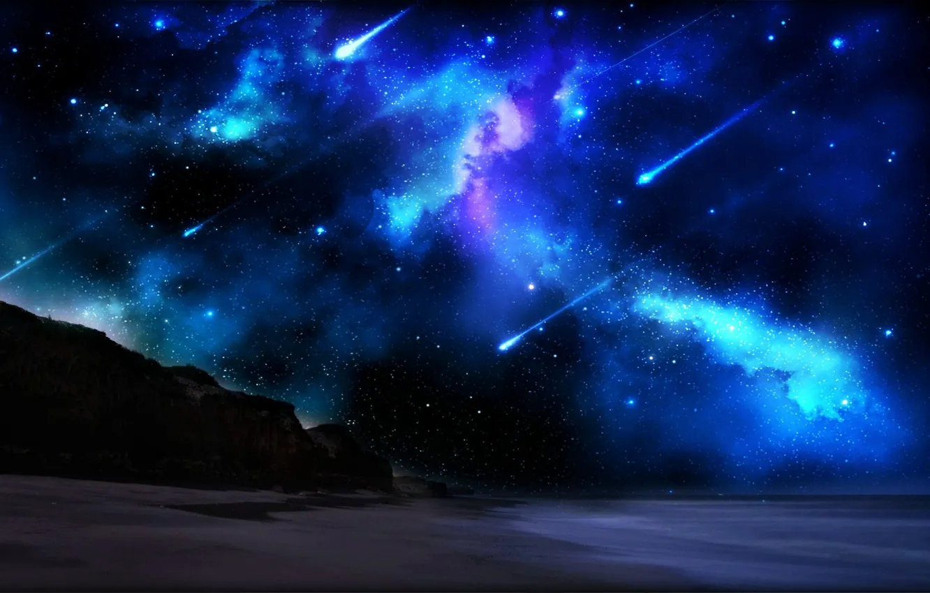 Photo wallpaper space, sky, landscape, stars