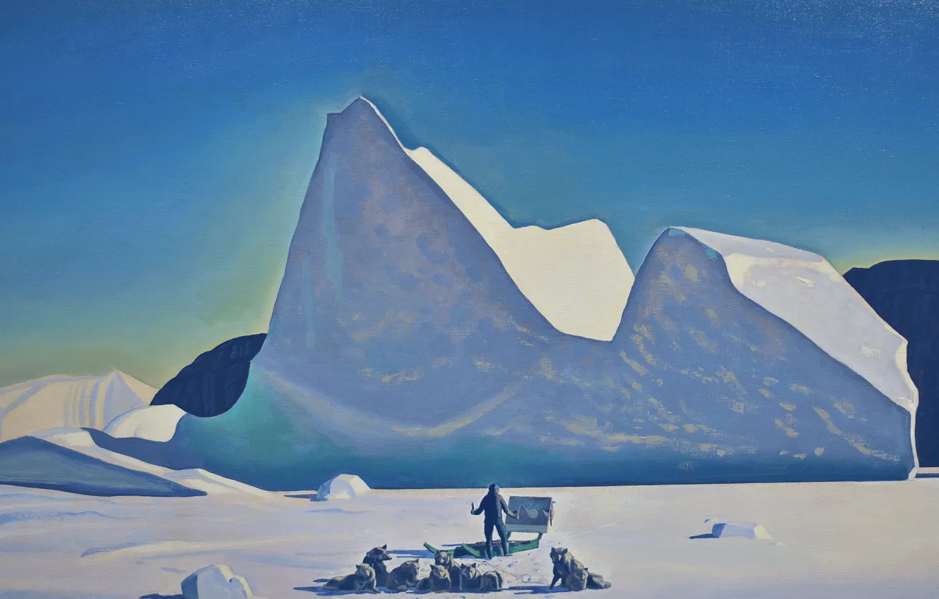 Photo wallpaper ice, snow, landscape, picture, lump, Rockwell Kent, Rockwell Kent, The artist in Greenland
