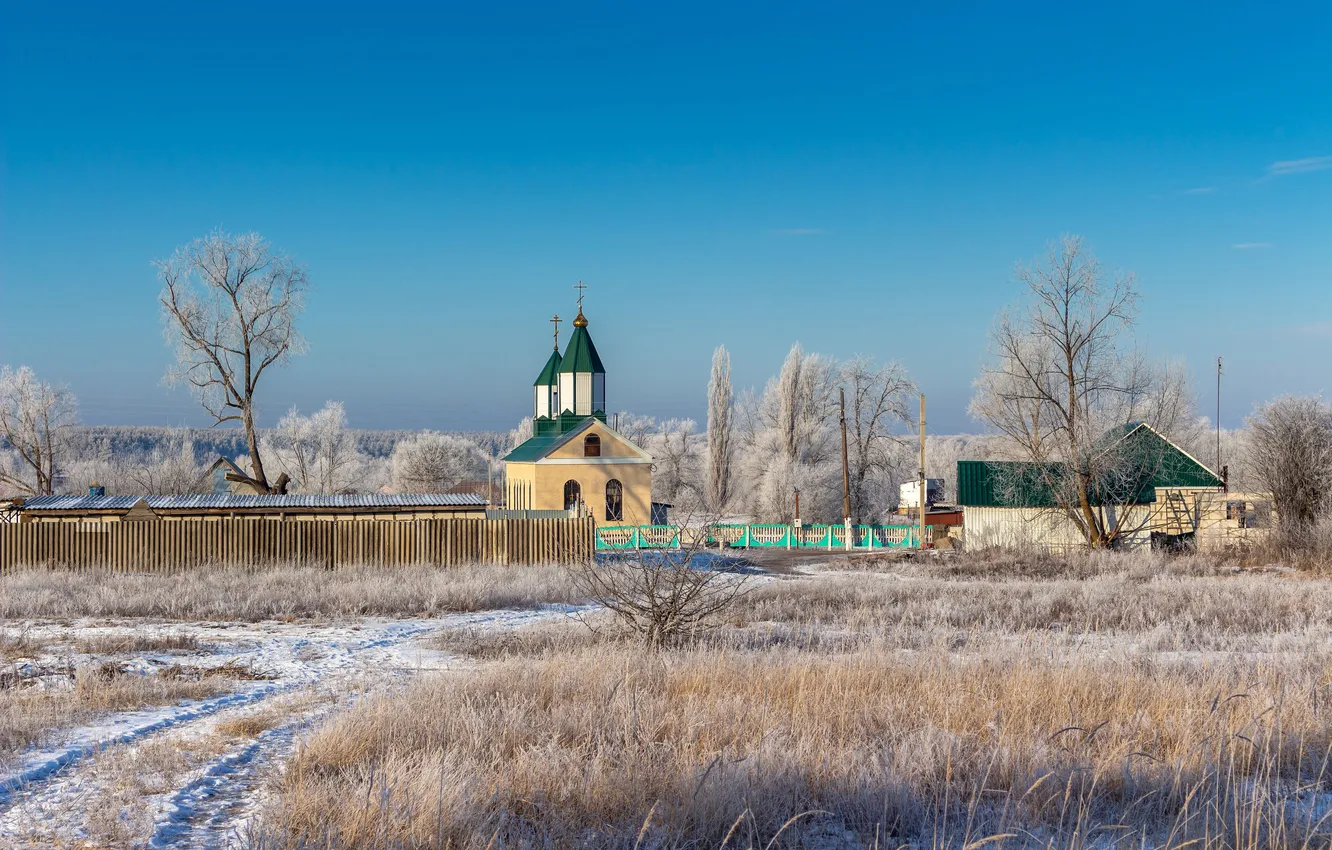 Photo wallpaper winter, frost, village, frost, Ruslan Vostrikov