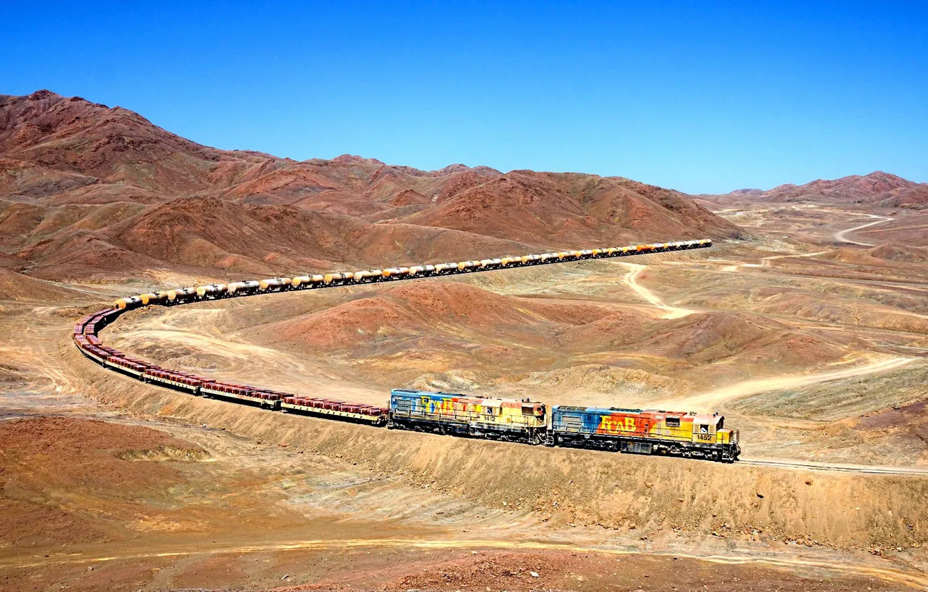 Photo wallpaper train, valley, locomotive