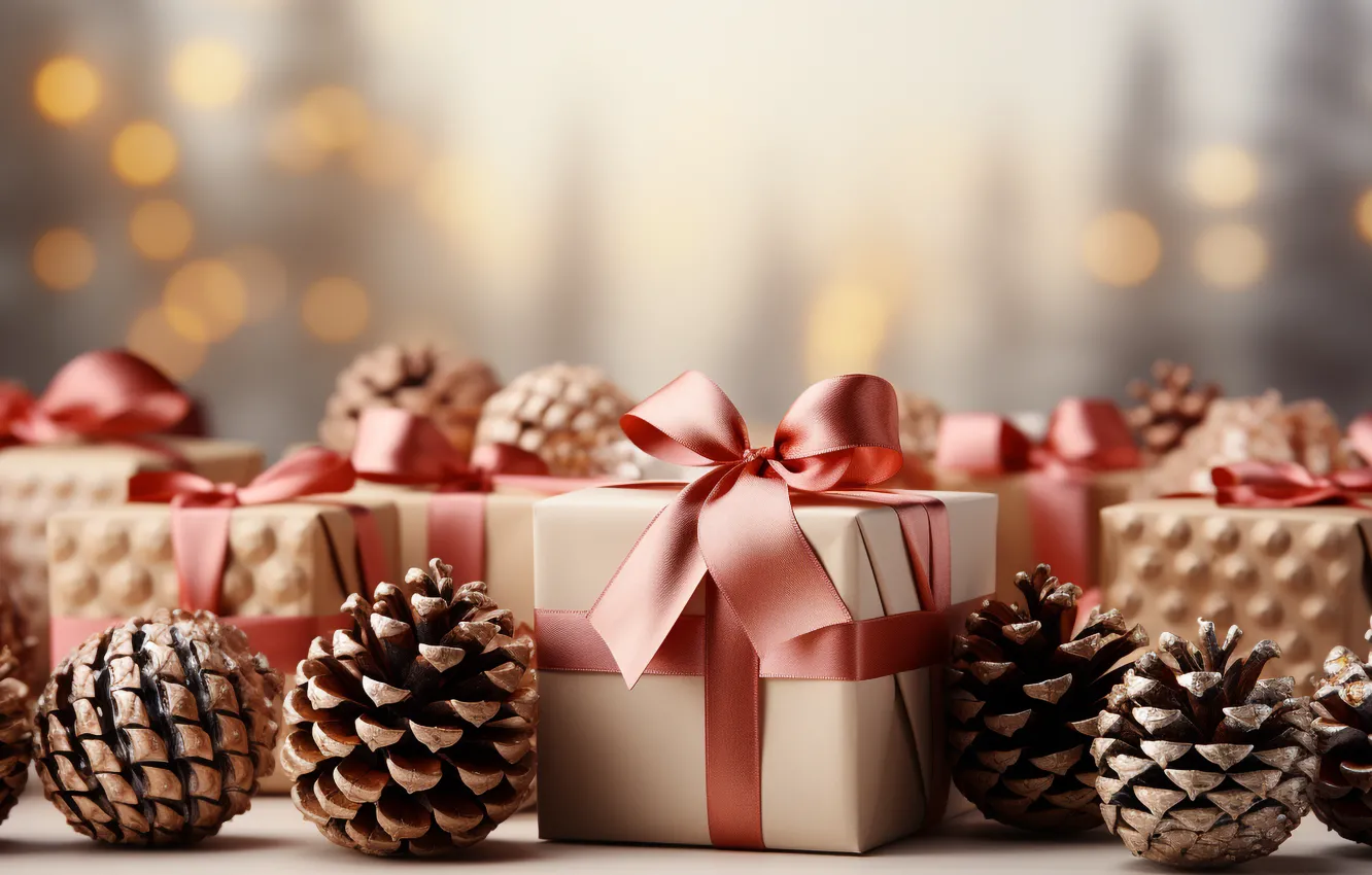 Photo wallpaper decoration, gift, new year, Christmas, Christmas, bumps, bokeh, New Year