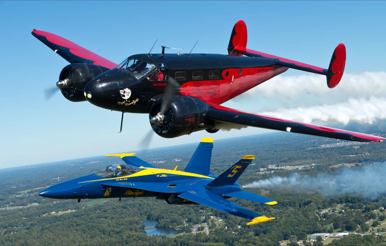 Photo wallpaper aviation, show, USA, five, force, Blue Angels, Memphis, air show