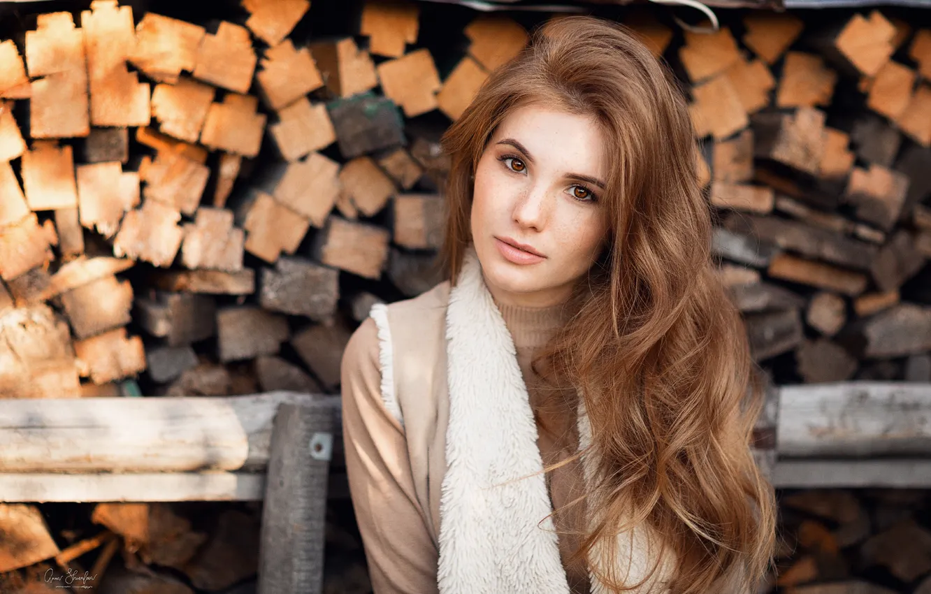 Photo wallpaper look, girl, face, hair, portrait, red, redhead, Anna Shuvalova