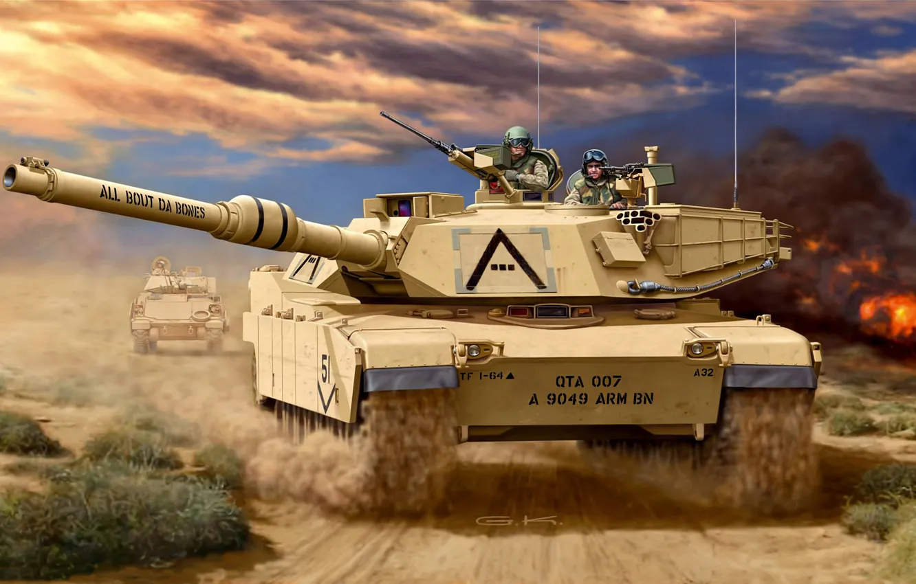 Photo wallpaper gun, art, tank, USA, is, combat, American, sea