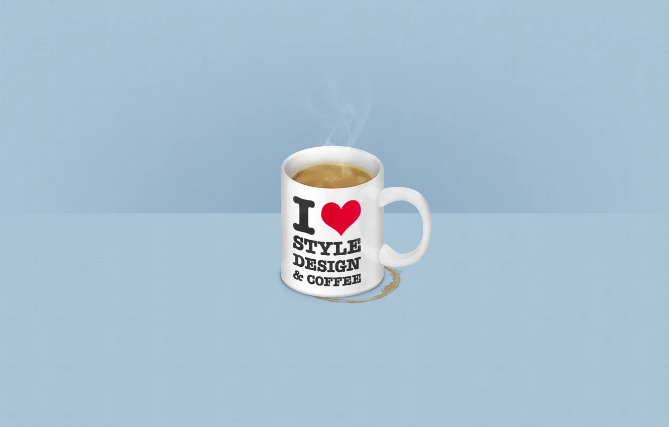 Photo wallpaper traces, style, the inscription, heart, krushka, coffee, minimalism, words