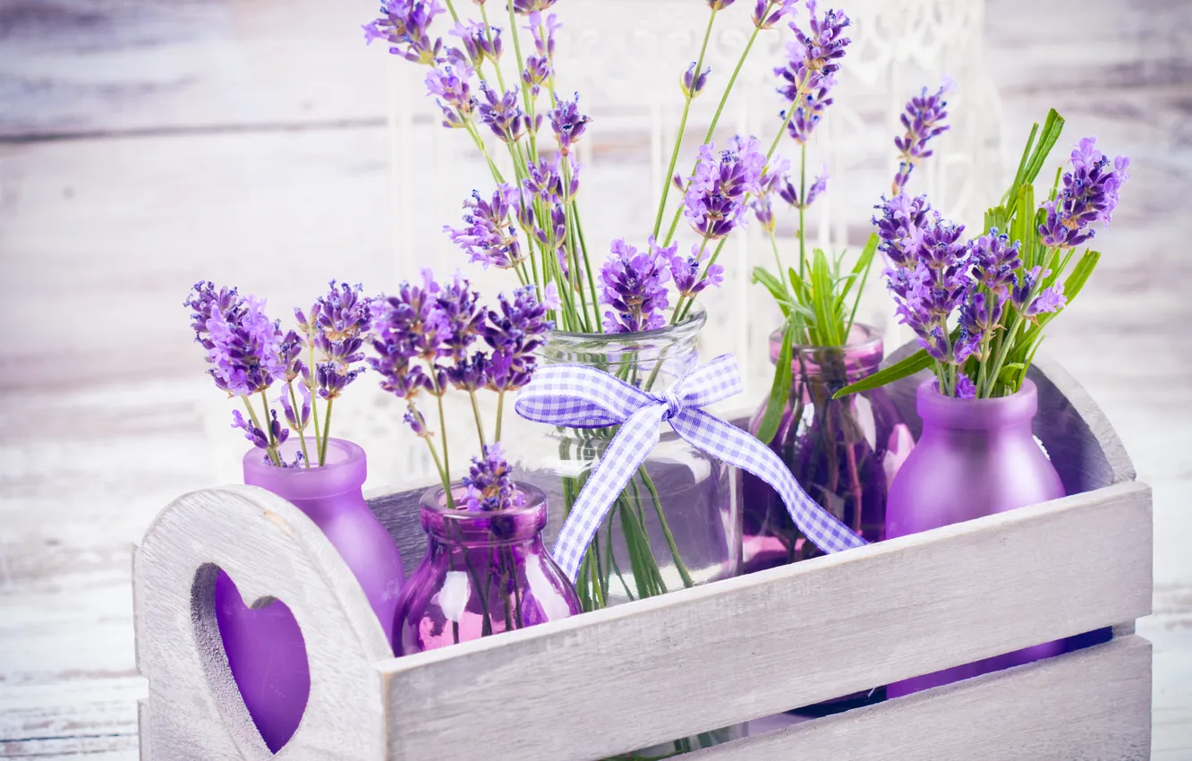 Photo wallpaper box, lavender, bottle