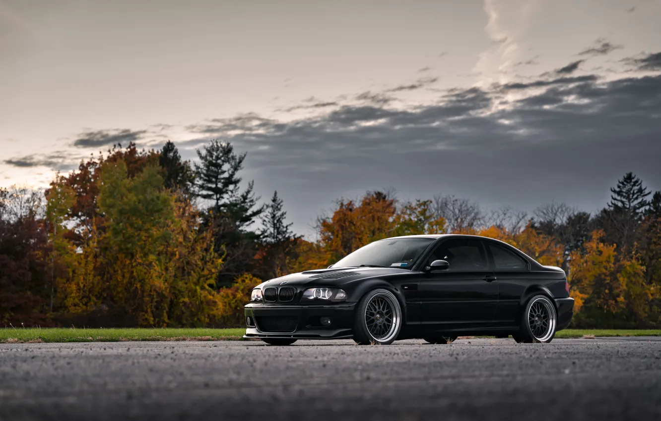 Photo wallpaper Black, Sunset, E46, M3