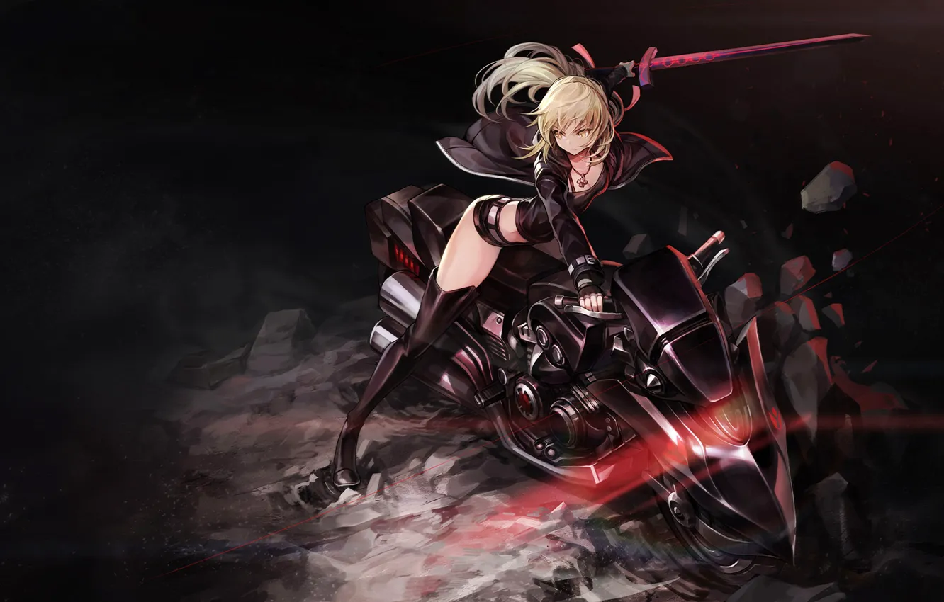 Photo wallpaper sword, Motorcycle, the saber, Fate / Grand Order, The destiny of a great campaign