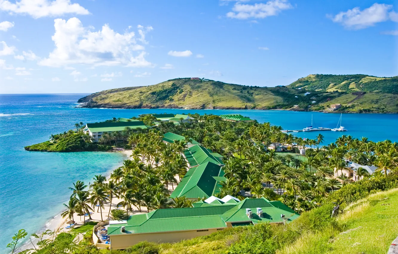 Photo wallpaper the ocean, island, resort, Caribbean, Caribbean, St.James, club Antigu