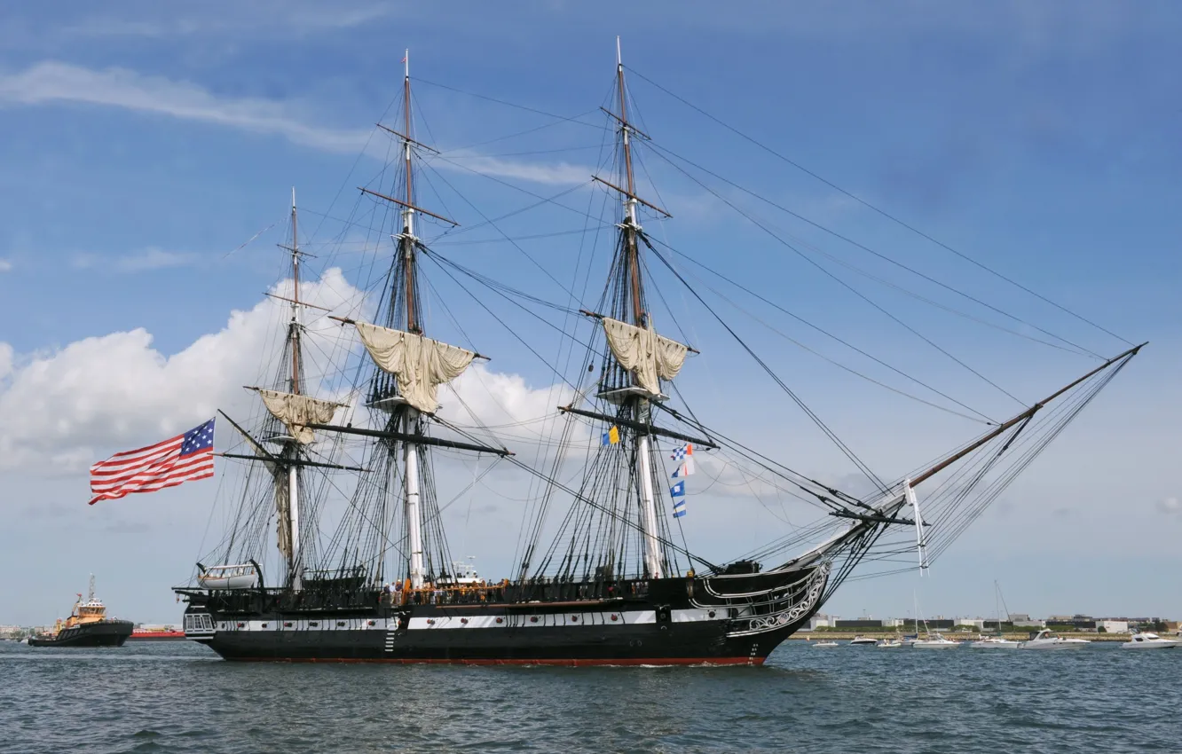 Photo wallpaper frigate, sailing, USS Constitution