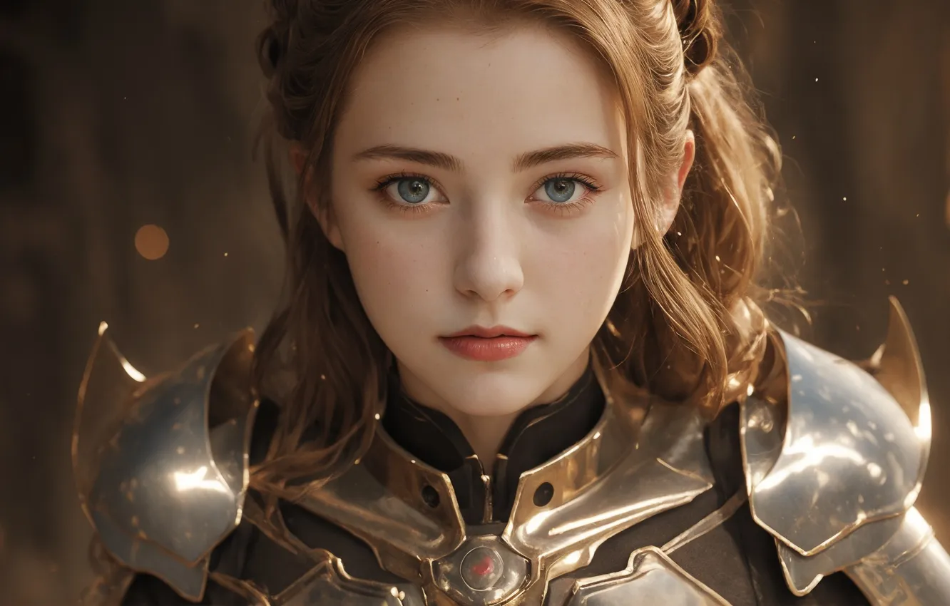 Photo wallpaper girl, fantasy, armor, blue eyes, digital art, artwork, warrior, fantasy art