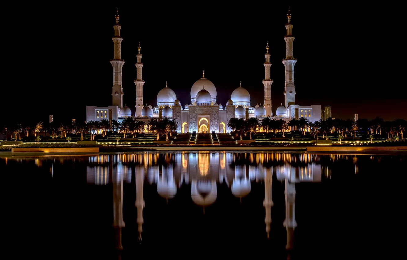 Photo wallpaper Abu Dhabi, UAE, Grand Mosque, Sheikh Zayed