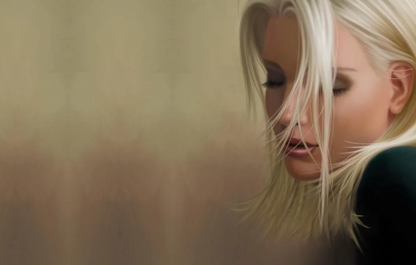 Photo wallpaper girl, face, background, hair, art, blonde