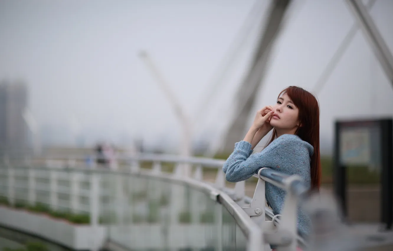 Photo wallpaper girl, bridge, Michelle, Asian