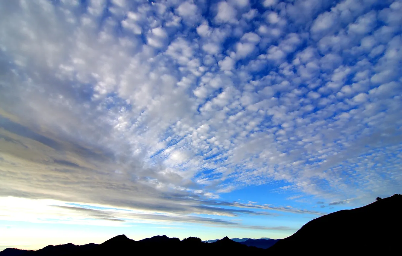 Photo wallpaper the sky, clouds, mountains, horizon