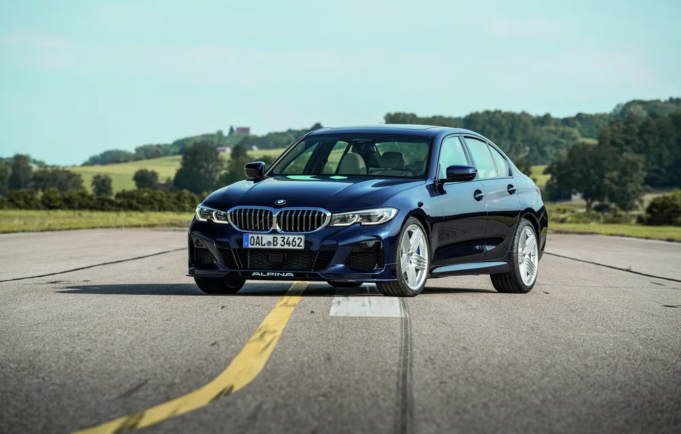Photo wallpaper asphalt, tuning, BMW, sedan, 3-series, Alpina, 3P, 2020