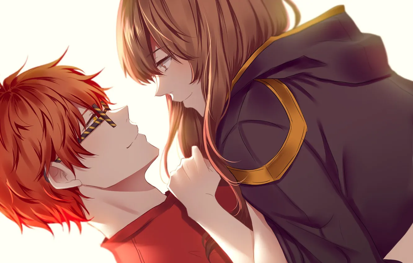 Photo wallpaper girl, romance, the game, anime, art, guy, two, Mystic Messenger