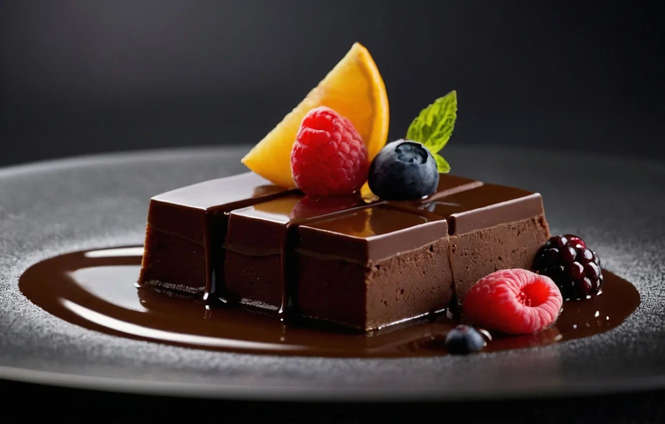 Photo wallpaper berries, food, chocolate, dessert