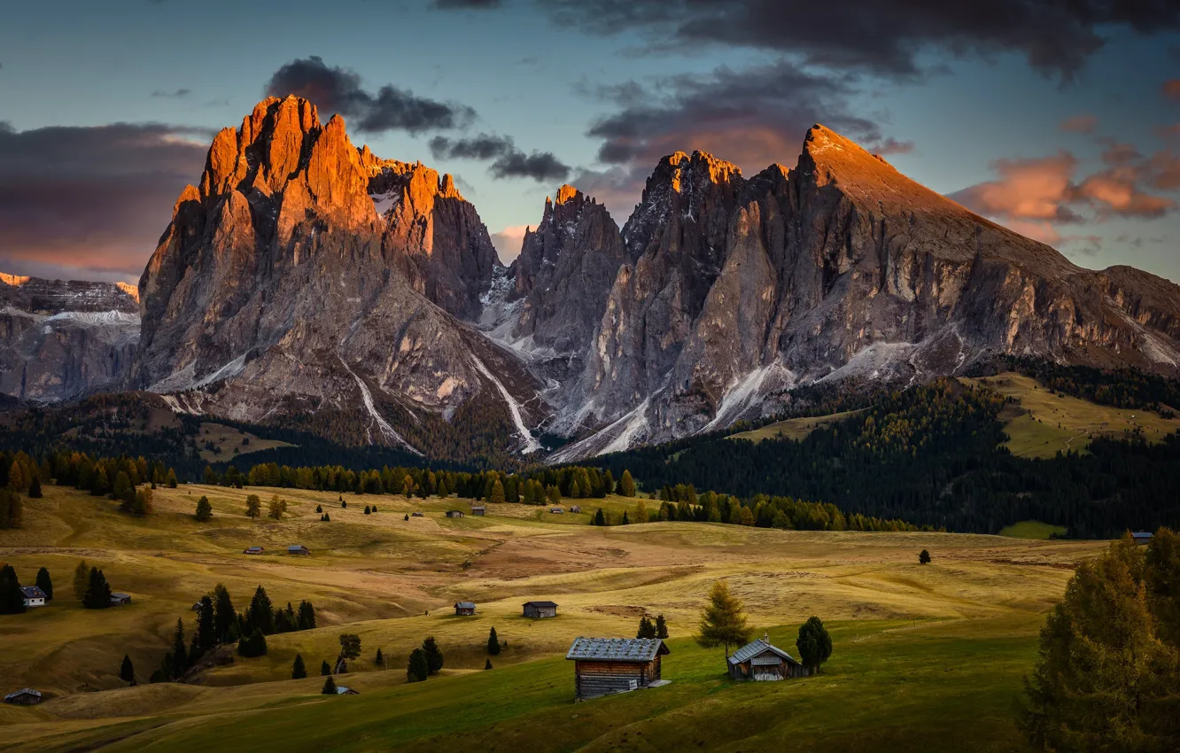 Photo wallpaper mountains, Alps, house